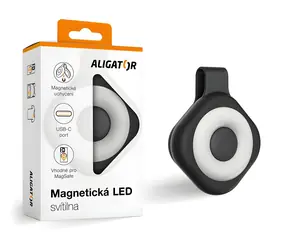 Aligator Magnetická LED svítilna černá / Svítilna / MagSafe uchycení / USB-C / 6 režimů