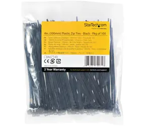 StarTech Stahovací pásky černé / Stahovací pásky / plast / uvolnitelné / 100 ks