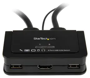 StarTech 2-portový HDMI KVM přepínač černá / KVM přepínač / integrovaný kabel 0,85 m / 1920x1200 px / USB