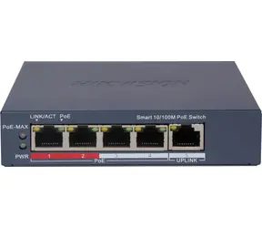 Hikvision DS-3E1105P-EI(O-STD)V2 / Switch / 4x 100 Mbps RJ45 PoE / 1x 100 Mbps uplink / 60W PoE budget
