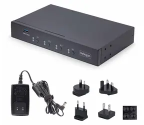 StarTech 4-portový KM switch černá / Přepínač klávesnice a myši / USB / 4 porty