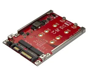 StarTech adaptér M.2 na SATA RAID červená / Adaptér / 2x M.2 na SATA / RAID / pro 2,5" pozici