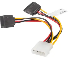 Lanberg CA-HDSA-11CU-0015 / Napájecí kabel / Molex 4pin - 2x SATA 15pin / 0,15 m