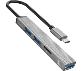 Orico USB hub hliníkový / USB hub / 1x USB-A 3.1 / 2x USB-A 2.0 / čtečka karet microSD / kabel 15 cm