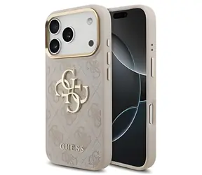 Guess PU Leather 4G Metal Logo Gold Frame růžová / Zadní kryt / iPhone 18 Pro