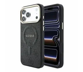 Guess PU Leather 4G Gold Frame Embossed černá / Zadní kryt / MagSafe / Apple iPhone 18 Pro Max