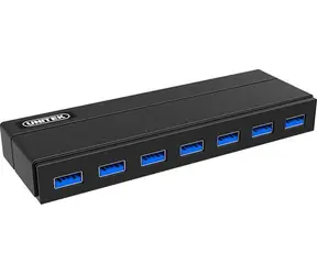 Unitek USB Hub 7 portů černá / USB hub / 7x USB-A 3.0 / 5 Gbps / napájecí adaptér 12V/3A