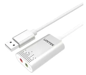 Unitek Y-247A stříbrná / Externí zvuková karta / USB-A / 3,5 mm jack