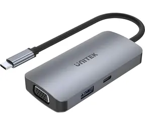 Unitek USB-C hub 3 displeje MST / USB hub / VGA + 2x HDMI 4K / 1x USB-A 3.1 Gen1 / PD 100W