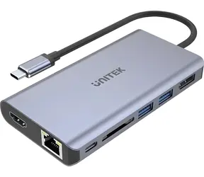 Unitek uHUB S7+ / USB-C hub / 2x USB 3.1 / HDMI + DP / RJ45 / USB-C PD / SD čtečka