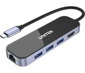 Unitek D1084A / USB-C hub / HDMI 4K / 3x USB-A 3.1 / RJ-45 / USB-C PD 100W