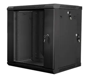 Lanberg WF02-6612-10B černá / Nástěnný rozvaděč / 19" / 12U / 600×600 mm / Skleněné dveře / Flat pack