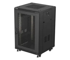 Lanberg Rack 18U/600x600 černá / Stojanový rozvaděč / 19" / Flat pack / Perforované dveře