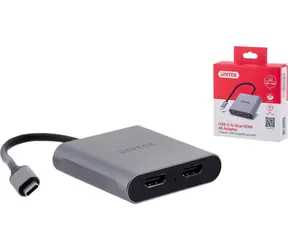 Unitek V1404B / Adaptér / USB-C na 2x HDMI / 4K / MST