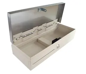 VIRTUOS Pokladní zásuvka flip-top FT-460C3 bílá / s kabelem / nerezové víko / se zamykacím krytem pořadače / 24V