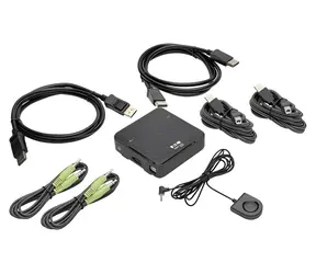 Eaton B004-DP2UA2-K černá / KVM přepínač / 2x DisplayPort / 4K 60Hz / USB Hub / Audio