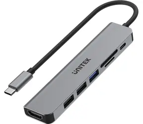 Unitek uHUB S7+ / USB hub / USB-C / HDMI / čtečka karet / rychlonabíjení / 7v1