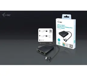 i-tec adaptér USB-A a USB-C Dual 4K DP černá / Redukce / 2x DisplayPort / 4K 60Hz / 0,27 m