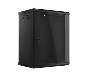 Lanberg WF01-6415-10B černá / Nástěnný rozvaděč 19" / 15U / 600×450 mm / skleněné dveře / flat pack