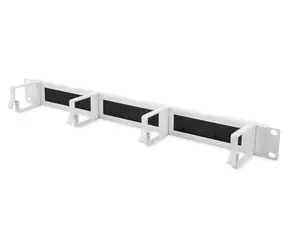 Digitus 19" panel pro správu kabelů šedý / Rack příslušenství / 1U / kartáčový design / 4x kabelový držák
