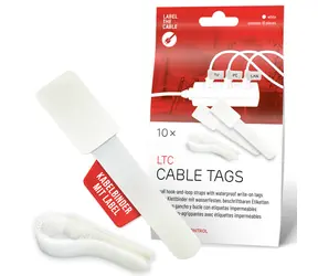 Label the Cable Kabelové štítky se suchým zipem bílé, 10 ks / Organizér kabelů / opakovaně použitelné