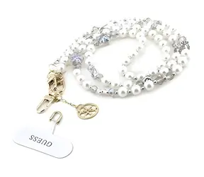 Guess Crossbody Popruh Pearl and 4G Charm bílá / Popruh na tašku / Crossbody / Perličky a přívěsek 4G