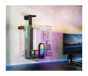 Ultradesk FLANK černá / Držák PC skříně pod stůl / RGB podsvícení / nosnost 20 kg / ocel