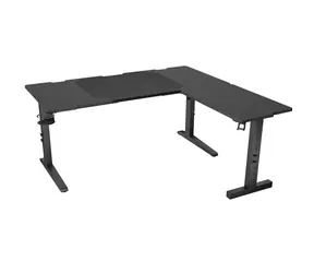 Genesis Holm Modular 160 Corner RGB černá / Herní stůl / rohový / D:160cm / V:70-90cm / LED podsvícení
