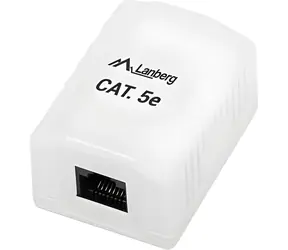 Lanberg OU5-0001-W bílá / Zásuvka / CAT.5E / RJ45 / Na omítku