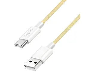 LogiLink USB-A - USB-C 1,5m žlutá / Nylonový kabel / USB 2.0 / 60 W / Rychlonabíjení