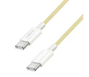 LogiLink USB-C - USB-C žlutá / Nylonový kabel / USB 2.0 / 60 W / 1 m