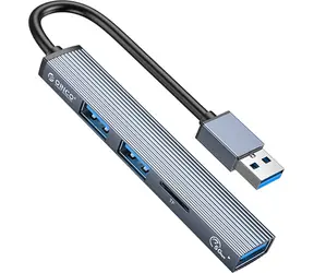 Orico AH-A12F-GY-BP šedá / USB hub / 3x USB-A / USB-C / čtečka microSD / kabel 15 cm