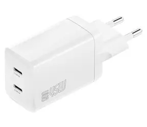 4smarts PDPlug Dual 45W GaN bílá / Nabíječka / GaN / 2x USB-C / Power Delivery 3.0