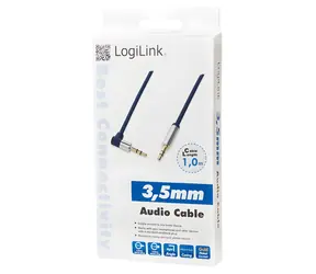 LogiLink Audio kabel Jack 3,5mm (M) - Jack 3,5mm (M) modrý, úhlový / Audio kabel / 1 m
