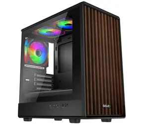 EVOLVEO Panthera černá / PC skříň / mATX / 3x ARGB 120mm / dřevěný panel / temperované sklo / bez zdroje