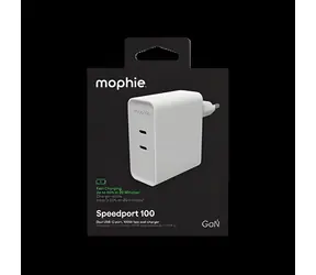 ZAGG Speedport 100 bílá / Nabíjecí adaptér / GaN / 2x USB-C / 100W / PD