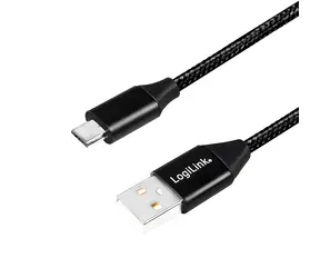 LogiLink USB-A - Micro-USB černá / Kabel / opletený / USB 2.0 / 0,3 m