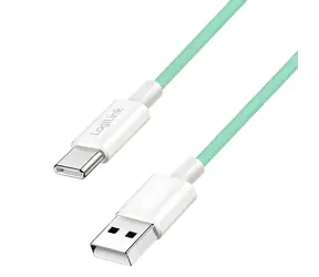 LogiLink USB-A - USB-C 1,5m zelená / Nylonový kabel / USB 2.0 / 60 W / Rychlonabíjení