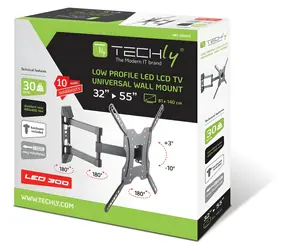 Techly ICA-PLB-136E černá / Nástěnný držák pro TV / 32-55" / VESA 400x400 / nosnost 30 kg / slim