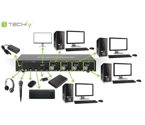 Techly IDATA-DP-KVM4 / KVM přepínač / DisplayPort 1.2 / 4 PC / 4K 30Hz / USB Hub