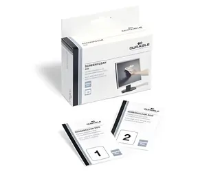 Durable Screenclean Duo / Čisticí ubrousky na obrazovky / vlhčené a suché / 10 ks / bez alkoholu