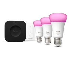 Philips Hue Bridge Pro + 3x E27 + Dimmer switch / Startovací sada chytrého osvětlení / Zigbee/Bluetooth