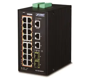 Planet IGS-20160HPT / Switch průmyslový / L3 / 18x 1Gb / 16x PoE 802.3at 320W / 2x 2,5Gb SFP / -40 až 75°C / IP30