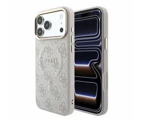 Guess PU Leather 4G Gold Frame Embossed růžová / Zadní kryt / MagSafe / Apple iPhone 18 Pro Max