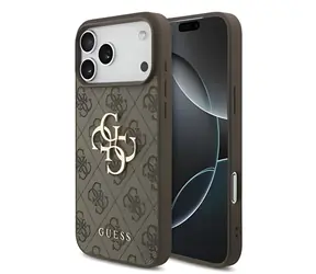 Guess PU 4G Metal Logo pro iPhone 18 Pro Max hnědá / Zadní kryt / Umělá kůže / Kovové logo