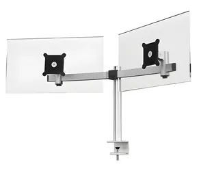 Durable PRO 2 stříbrná / Stolní držák pro dva monitory / stolní svorka / VESA 75x75-100x100 / nosnost 8 kg / 21-27"