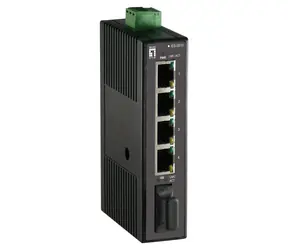 LevelOne Industriální switch 4x FE, 1x SC MM 2 km / Switch / Neřízený / DIN lišta / 12-48 V / IP30