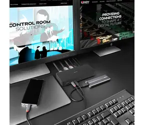 Lindy DST-Pro Universal černá / Dokovací stanice / USB-C / 3x HDMI / 2x DisplayPort / LAN / PD 100W