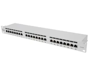 Intellinet 24-portový patch panel Cat6a FTP šedá / Patch panel / 1U / stíněný / Gigabit Ethernet