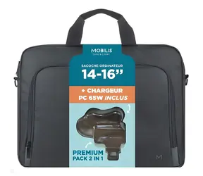 Mobilis TheOne černá / Brašna pro notebook + nabíječka 65W / do 16" / 12 l / Toploader